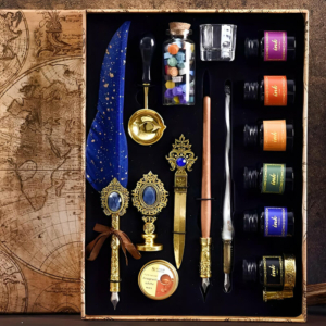 Синє перо TouchQueen з кольоровим чорнилом і восковий штамп, подарунковий набір для каліграфії