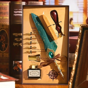 Зелене перо TouchQueen для каліграфії та восковий штамп, подарунковий набір для письма чорнилами