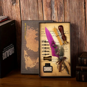 Рожеве перо з шестернями TouchQueen з восковим штампом, подарунковий набір для каліграфії