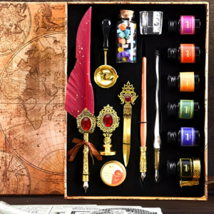 Червоне перо TouchQueen з кольоровим чорнилом і восковий штамп, подарунковий набір для каліграфії