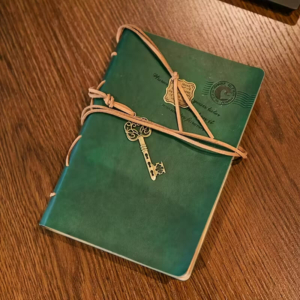 Вінтажний блокнот зеленого кольору з ключиком, 18,5x13 см