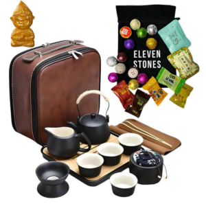 Набір для чайної церемонії «Ченду» Eleven Stones з чаєм пуер 20 шт і чайною фігуркою Бога багатства