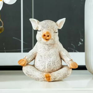 Чайна фігурка «Медитуюча свинка», великий розмір - 17x15 см