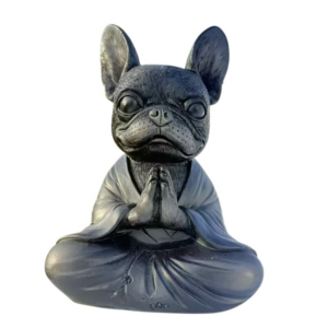 Чайна фігурка «Медитуючий французький бульдог», чорний колір - 14,5 см