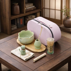 Набір для матчі «Дзен» у рожевому кейсі з тацею