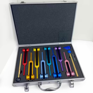 Набор чакральных камертонов Tuning Fork Colored 8 шт. в чемодане