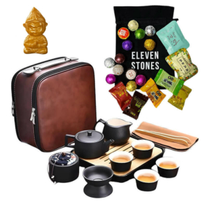 Набор для чайной церемонии «Циндао» Eleven Stones с чаем пуэр 20 шт и чайной фигуркой Бога богатства