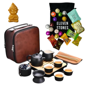 Набор для чайной церемонии «Пекин‎»‎ Eleven Stones с чаем пуэр 20 шт и чайной фигуркой Бога богатства