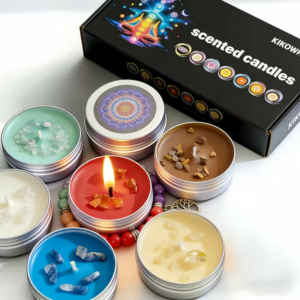 Набор ароматизированных свечей для чакр с камнями - 7 шт.