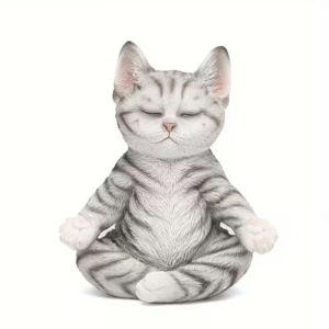 Чайная фигурка «Медитирующий кот», большой размер - 17x15 см
