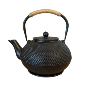 Чугунный заварочный чайник Black Cast iron 1800 ml, с чугунной подставкой